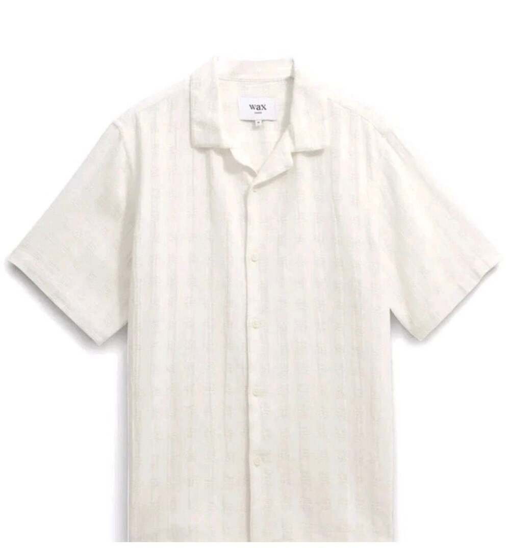 NWT Wax London Didcot Woven Cotton Camp Short Sleeve Shirt White Medium New